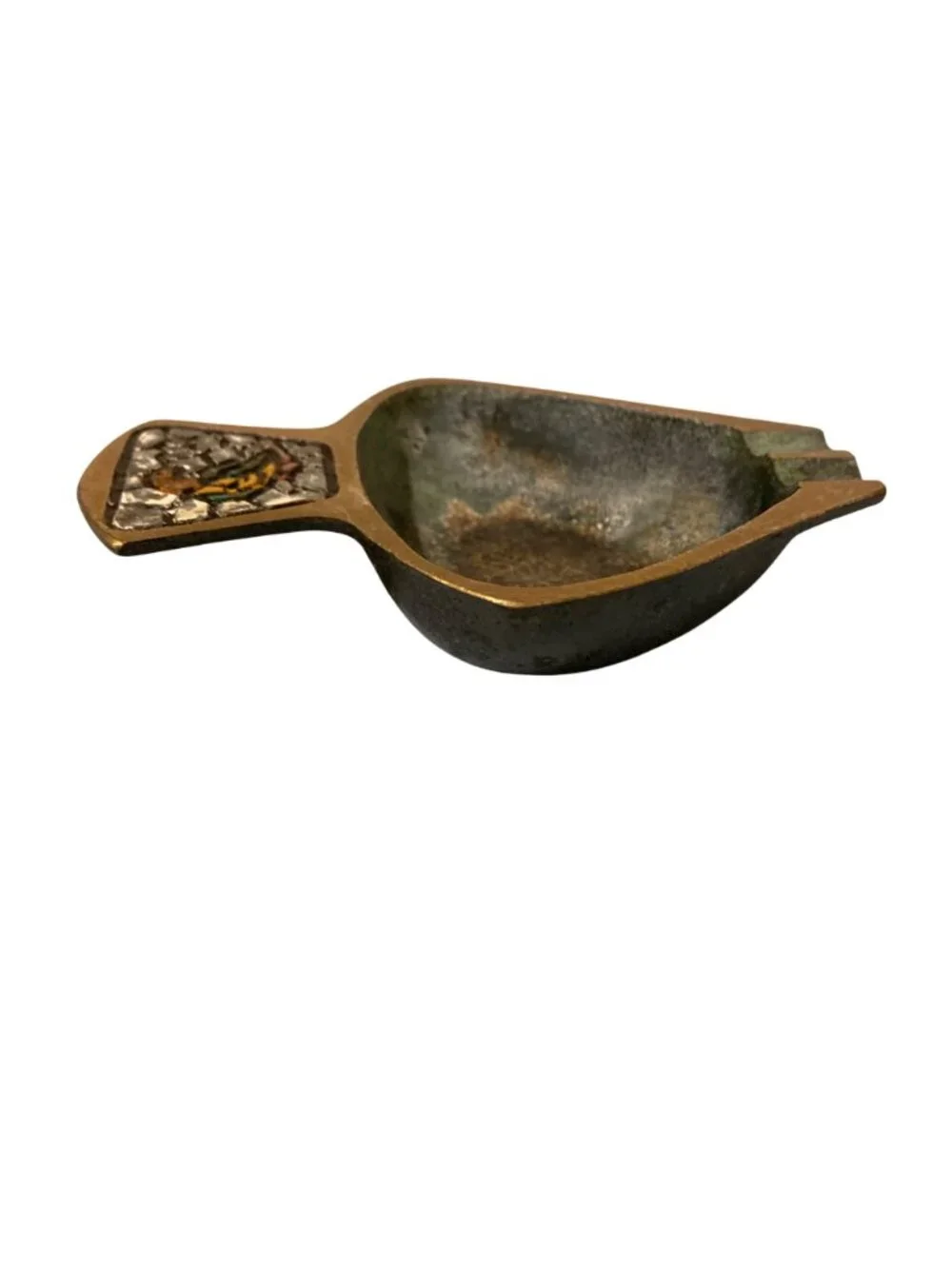 Vintage Dayagi Miniature Brass Ashtray Hand Painted Made In Israel